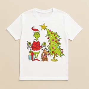 T-Shirt Grinch HUND Weihnachtsbaum Tee Karte stilvoll lustig Weihnachtsshirt Grinchmas UK - Bild 1 von 4