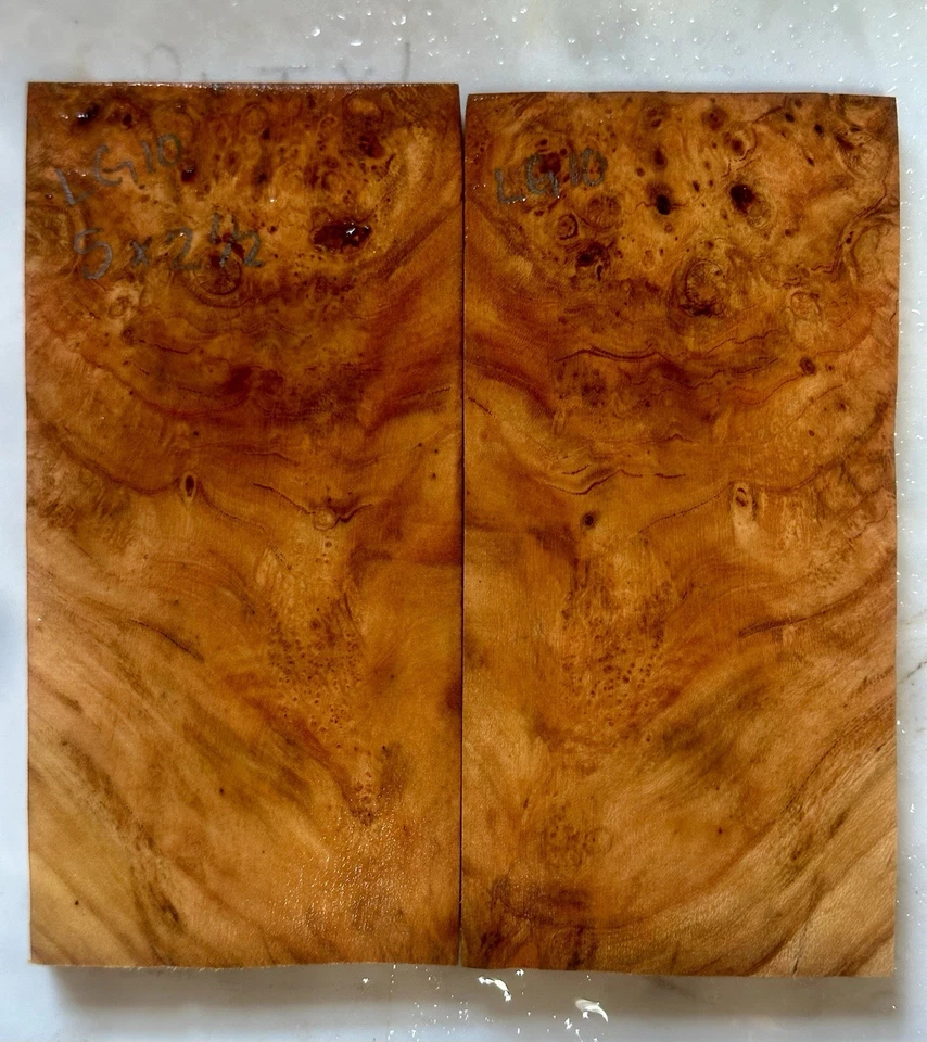 Empuñaduras de pistola escala de cuchillo/hacha/pistola estabilizadas Cherry Burl L107 2,5x5x1/2 ojo de pájaro Foto 1 de 1
