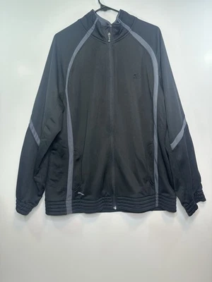 Jaqueta Starter Dri-Star Masculina com Zíper Completo L Preta Cinza Estilo Pista Atlética - Imagem 1 de 4