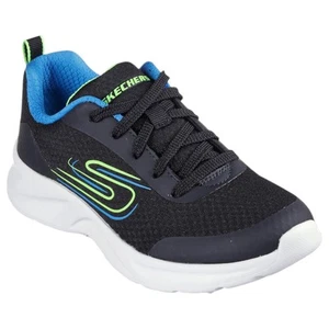 Kids Skechers Dynamatic Black/ Blue/ Lime Athletic Lace Up Shoes - Picture 1 of 4