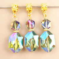 2Pcs 36x21x10mm Faceted Multicolor Crystal Polygon Pendant Bead A30627