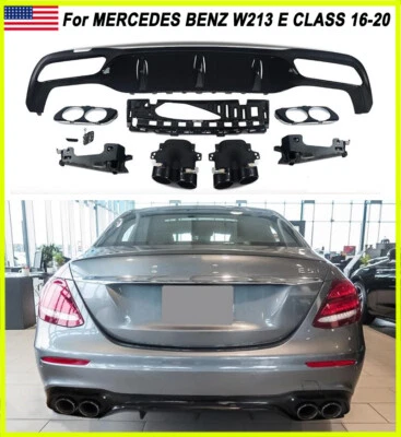 For Mercedes Benz W213 E300 E43 2016-20 Rear Bumper Diffuser W/ Exhaust Tips - Image 1 of 4