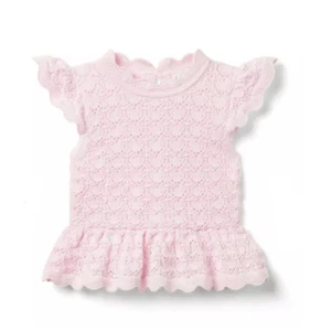 Janie and Jack Crochet Peplum Top in Bunny Pink Size 18 Girls - Picture 1 of 7