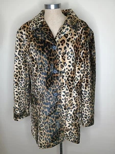 MixIt Button Up Coat Jacket Womens XL Leopard Print Mid Length Belted Mob Wife - Picture 1 of 11