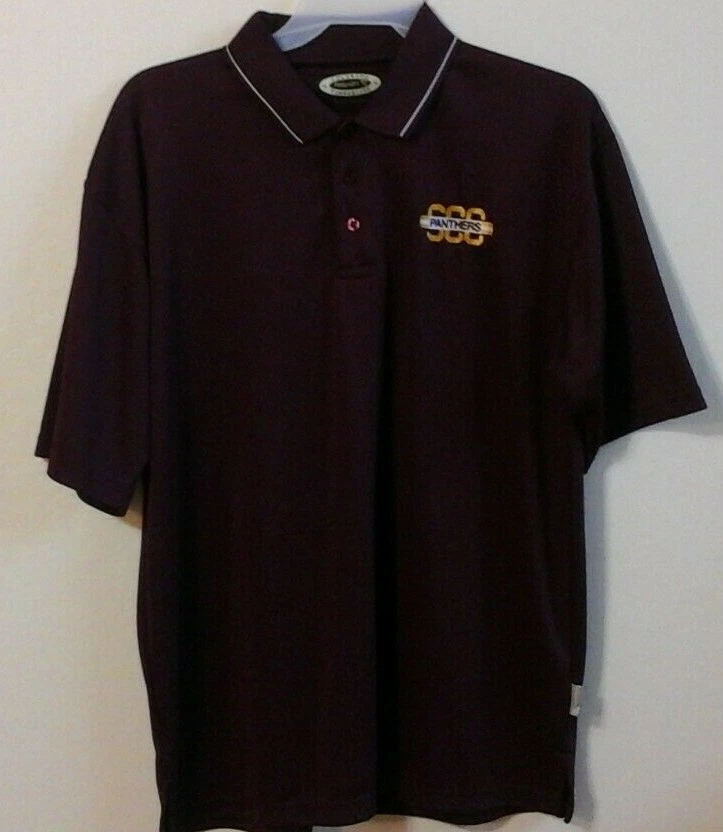 Polo para hombre XL Solano Community College SCC Panthers marrón/amarillo--¡Como nuevo!!  Foto 1 de 3