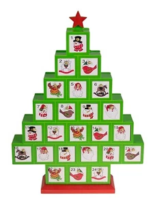 Clever Creations Christmas Tree 24 Day Wooden Advent Calendar Holiday Decor Pain - Picture 1 of 1