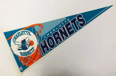 CHARLOTTE HORNETS VINTAGE 1990'S NBA WINCRAFT PENNANT - DEADSTOCK Cover
