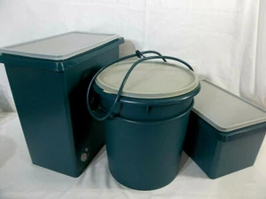 Tupperware Bidone Gigante Verde, Manico Cariolier, Lg & Sm Trasporto-Tutti i Contenitori - Foto 1 di 12