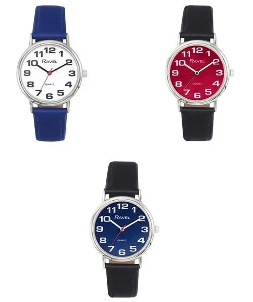 Men's Classic Large Dial Easy Read  Watch - By Ravel R0105 Choice of Colours - Image 1 of 1