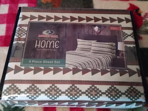 Mossy Oak Moose & Bear Pattern Full Size 4pc bed sheets and pillow case NEW - Picture 1 of 4