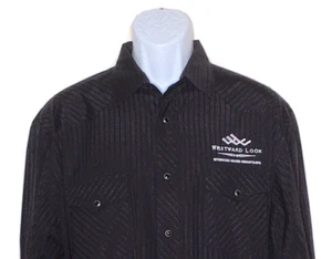 Wrangler 'Westward Look Resort' Western Pearl-Snap XL Black Shirt striped Az - Picture 1 of 9