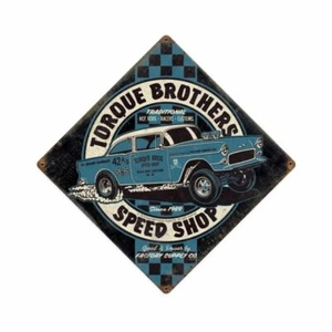 1950er TORQUE BROTHERS SPEED SHOP 12 ZOLL SCHWERLAST HERGESTELLTES METALL WERBESCHILD - Bild 1 von 1