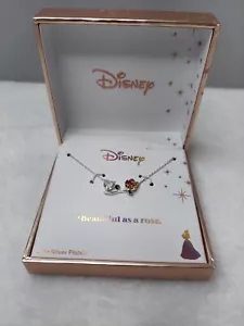 Collar enchapado en plata fina colgante de la Bella Durmiente Aurora Disney - Imagen 1 de 5
