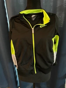 Nike Kids Track Jacket - Size L (6-7 Years) - Black Neon Green And White - Picture 1 of 3