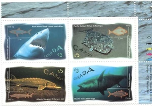 Canada Stamp Scott #1644a, 45c, Salt Water Fish, Block of 4, OG, MNH - Picture 1 of 1