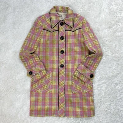 Abrigo Miu Miu Tweed Prendas exteriores Moda Chaqueta Rosa Cuadros Cuadros Talla 38 Usado Foto 1 de 4