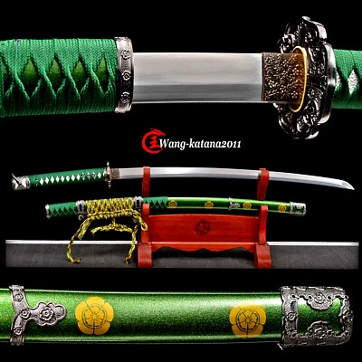 Espada funcional samurai japonesa afilada de acero Tachi T10 verde flor primavera 40"" Foto 1 de 4
