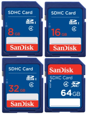 SanDisk 8GB/16GB/32GB/64GB SD Card SDHC SDXC Class 4  Digital Cameras-UK - Image 1 of 4