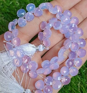 Lavender Quartz Faceted Heart Briolettes Beads Jewlery Beads Size 10 mm, 8"Inch. - Picture 1 of 7