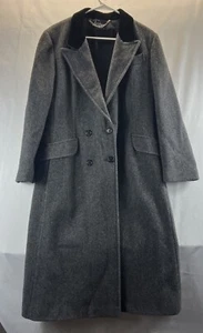 Loring Women's Dark Gray 80% Wool Long Double Breasted Trench Coat Size XL - Picture 1 of 20