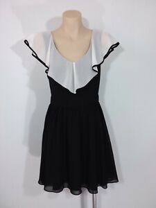 Bardot (NWT) Size 10 Black & White Fit & Flare Dress with Frill