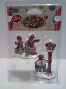 LEMAX 2004 Sugar n Spice Village Gingerbread Bus Stop Set of 2 - Picture 1 of 9
