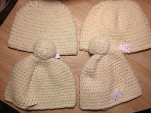 Häkelmütze Mütze Wintermütze Boshi Beanie Damen Herren Kinder beige wollw. creme - Bild 1 von 8