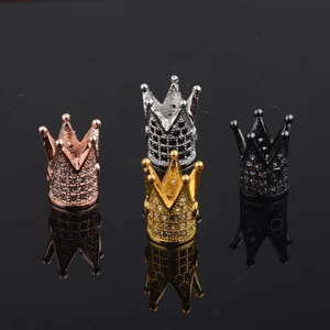 Zircon Gemstones Pave King Crown Bracelet Connector Charm Beads Silver Gold Rose - Picture 1 of 51