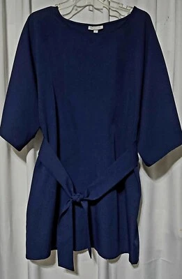 Vestido Prólogo Mujer Talla L Cinturón Corbata Cintura Cambio Manga Dolman Azul Marino  Foto 1 de 4