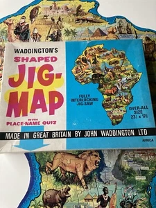 Waddington's Vintage 1960’s Shaped Jig-Map Jigsaw Africa - 1 Piece Missing - Picture 1 of 4