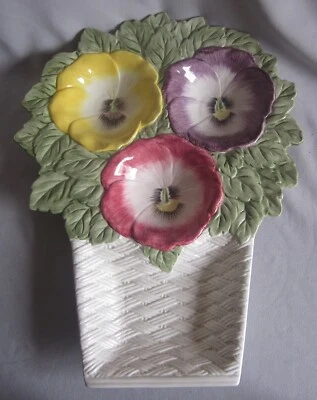 Chip & Dip Appetizer Crudite Serving Tray Fitz & Floyd Pansy Parade Pattern 1990 - Image 1 of 3