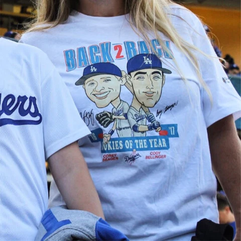 May 26, 2018 Los Angeles Dodgers - Corey & Cody Caricature T shirt rare NH495 Cover