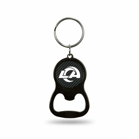 Los Angeles Rams Bottle Opener Keychain Carbon Fiber Design Metal Football Cover