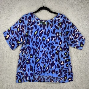 LOGO Lori Goldstein Damen Tunika Tank & transparente Leopardenmuster Bluse Set blau XS - Bild 1 von 10
