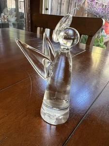 Vintage Clear Glass Crystal Angel Figurine Religious Statue Christmas - Picture 1 of 6