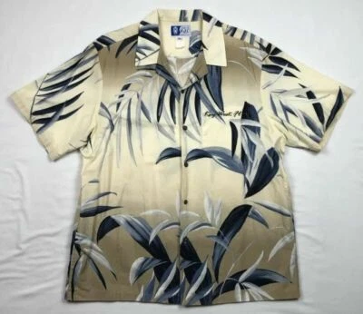Rjc Key West Florida Mens XL Cream/Tan Floral S/S Hawaiian Button Down Shirt D7 - Image 1 of 4
