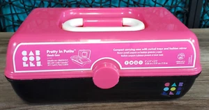 CABOODLES Pretty In Petite CLASSIC CASE Pink & Black Trays & Mirror 001 - Picture 1 of 12