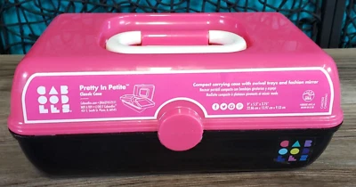 CABOODLES Pretty In Petite CLASSIC CASE Pink & Black Trays & Mirror  001 - Image 1 of 4