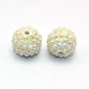 10 White Acrylic Rhinestone Pave DISCO Ball Beads 18mm DIY DIY Earring Bracelet - Picture 1 of 4