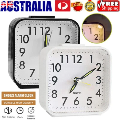 Quartz Alarm Clock With Night Light No Tick Snooze Silent Small Bedside Clocks - image 1 of 4