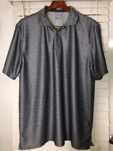 GOLFAMERICA Polo Short Sleeve Golf Shirt XL 100% Polyester Gray Stripes - Picture 1 of 6