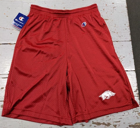 Men's ARKANSAS RAZORBACKS Champion Cardinal (Red) Athletic Shorts, Small - NWT Cover