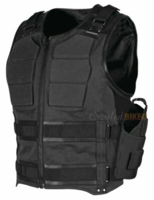 Speed & Strength Mens True Grit Armored Textile/Leather Riding Vest with Holster Foto 1 de 4