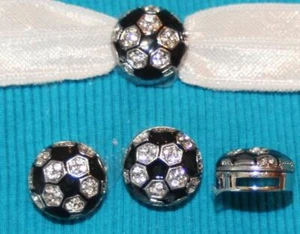 Lote de 12 dijes de fútbol estrás blanco negro 8 mm dije para pulsera joyería - Imagen 1 de 1