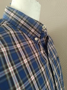 Maine New England Men's Shirt - Blue Check Button Down Plaid - Size Large - Picture 1 of 14