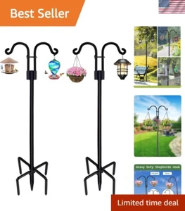 Black Metal Shepherds Hooks - 2 Pack 108 Inch for Plants and Hummingbird Feeders - Picture 1 of 8