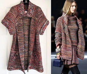 13A RUNWAY CHANEL MULTICOLOR WOOL CARDIGAN SWEATER 36 - Picture 1 of 18
