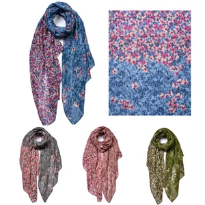 Woman All season Cotton Blend Boutique 2-tone colour floral Pattern Print Scarf - Picture 1 of 4