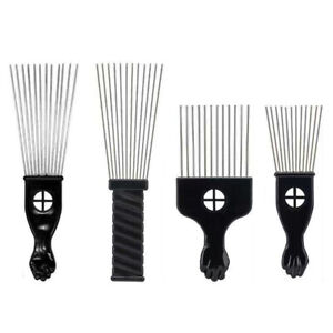Professional Quality Afro Curly Hair Pick Lift Comb Salon Stainless Steel 