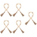 5pcs Farmhouse Wood Bead Garland Rustic Beads Garland with Tassel for Tiered